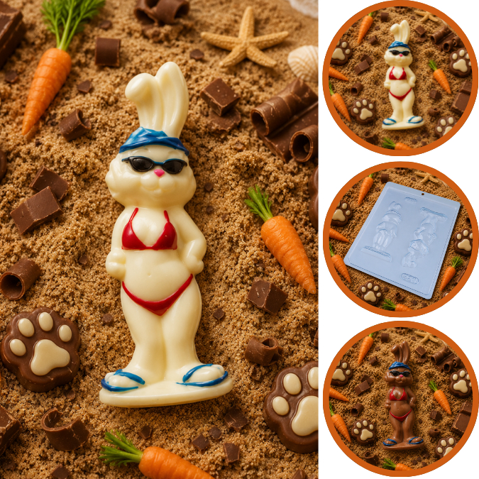 1~10 Forma Simples - Coelha Praia 229 (L7) em Acetato BWB Para Bombom e Doces de Chocolate e Confeitaria. (CHOCO)