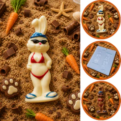 1~10 Forma Simples - Coelha Praia 229 (L7) em Acetato BWB Para Bombom e Doces de Chocolate e Confeitaria. (CHOCO)
