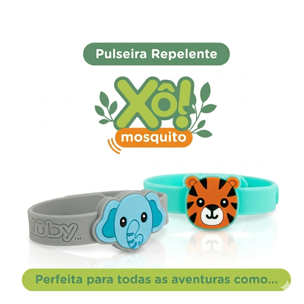 Kit 2 Pulseiras Repelentes Infantis Citronela 72h Proteção
