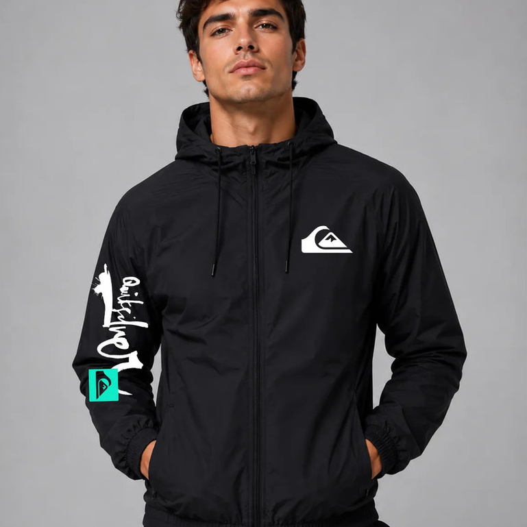 Jaqueta Corta Vento Masculino Blusa Capuz Bolso Casaco Quiksilver Gym Agasalho Treino Academia Fitnees
