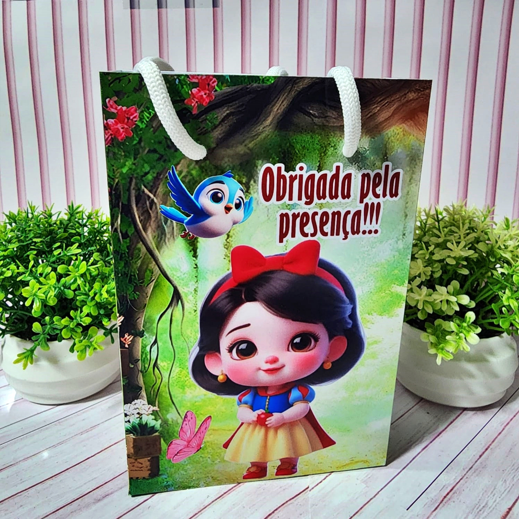Sacolinha Personalizada Branca de Neve Cute Lembrancinha Festa Infantil Aniversário — imagem 2 de 2