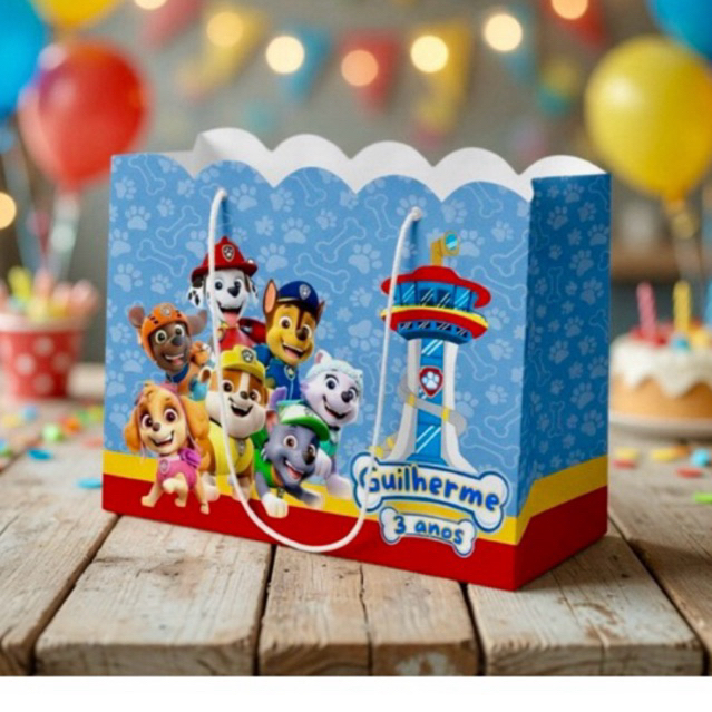 10 Sacolinhas Personalizada G Patrulha Canina Lembrancinha | Aniversário ( tam 20x15x5)