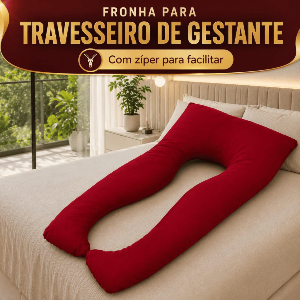 Fronha Travesseiro Gestante Micropercal com ziper 1,20x0,60 Premium