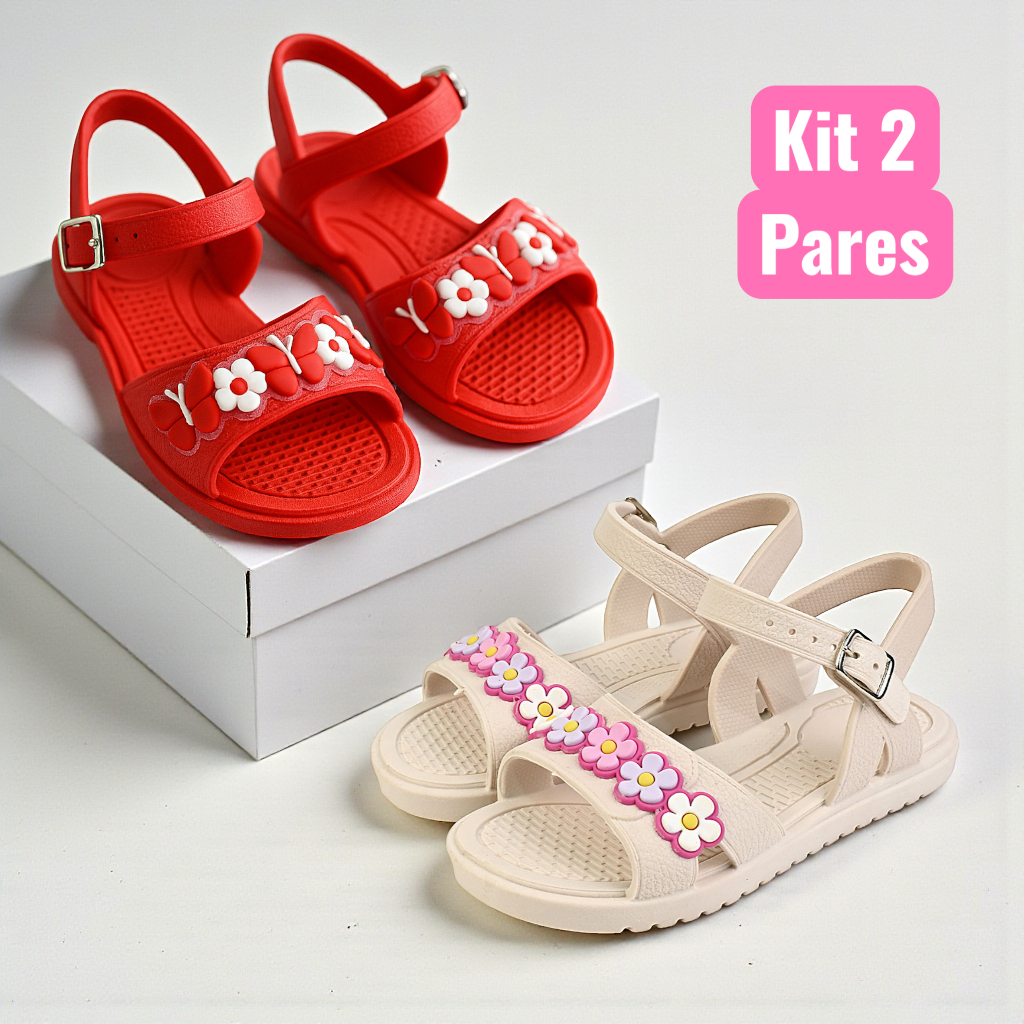 KIT 2 pares de sandalia infantil menina.Drika Calçados.