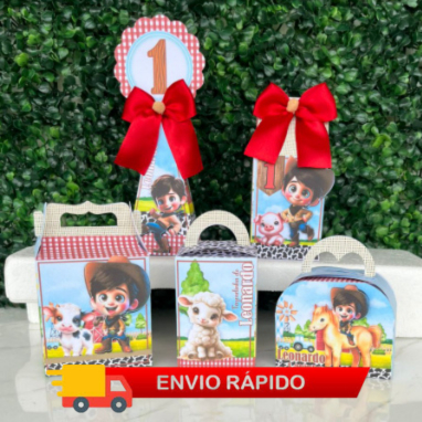 Kit Caixinhas Personalizadas Fazendinha Vermelha - Lembrancinhas - PEGUE E MONTE