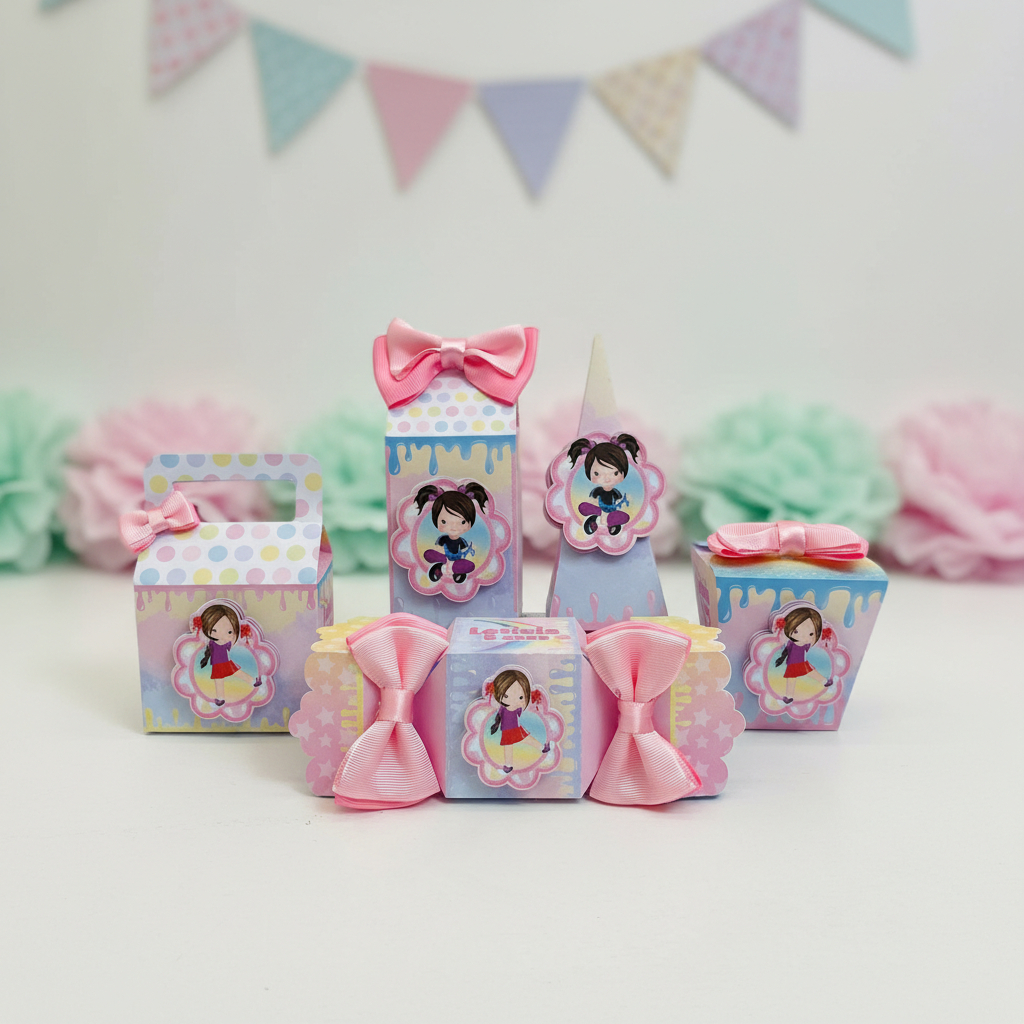 **Kit Festa Infantil Slime Menina Personalizado | Kit Lembrancinhas | Papelaria Personalizada para Aniversário | Caixa M