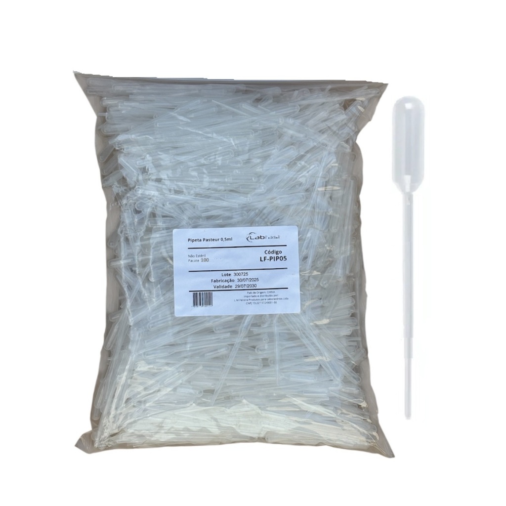 Pipeta Pasteur 0,5ml Aplicador Conta Gotas Pct. 100 Pipetas