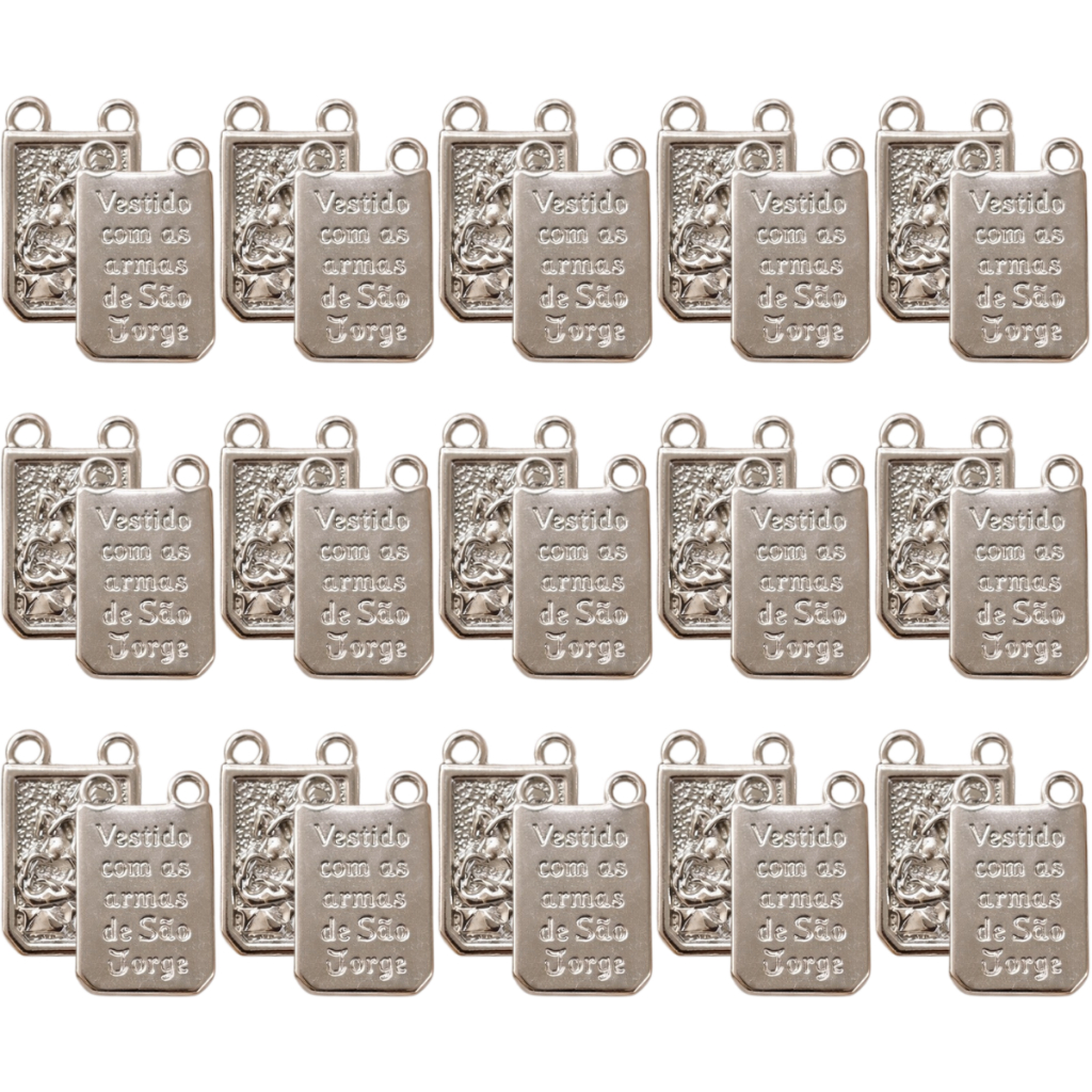 KIT 15 Pingente Escapulário Medalha São Jorge Níquel Brilhante Para Terço Colar Artesanato Religioso