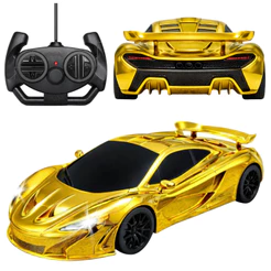 Carrinho Controle Remoto Dourado Prateado Com Luz De Led Esportivo