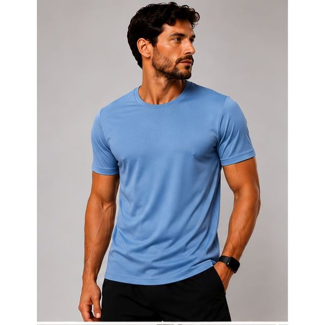 Kit 3 Camisetas Dry Fit Masculina Fitness Academia Corrida Super Conforto azul claro