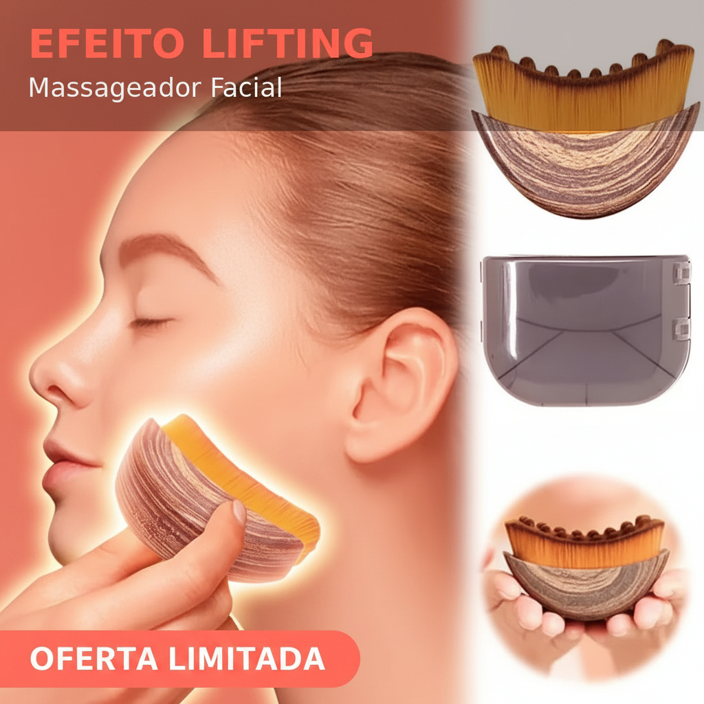 Escova Facial Drenagem Linfática Contorno Rosto Massageador Facial Anti Inchaço Massagem