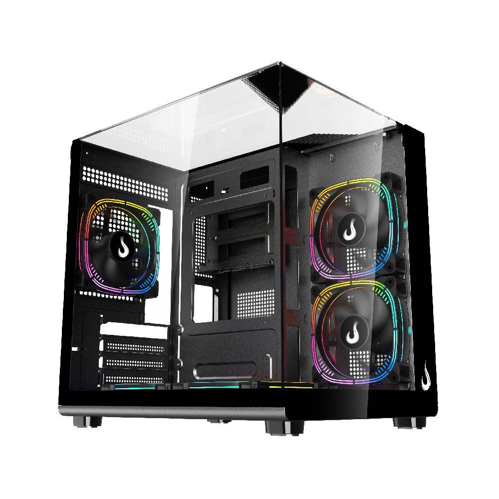 Gabinete Gamer Rise Mode Galaxy Full Glass X Mini Vidro Temperado USB 3.0 S/ Fan Preto - RM-CA-FGXN-B