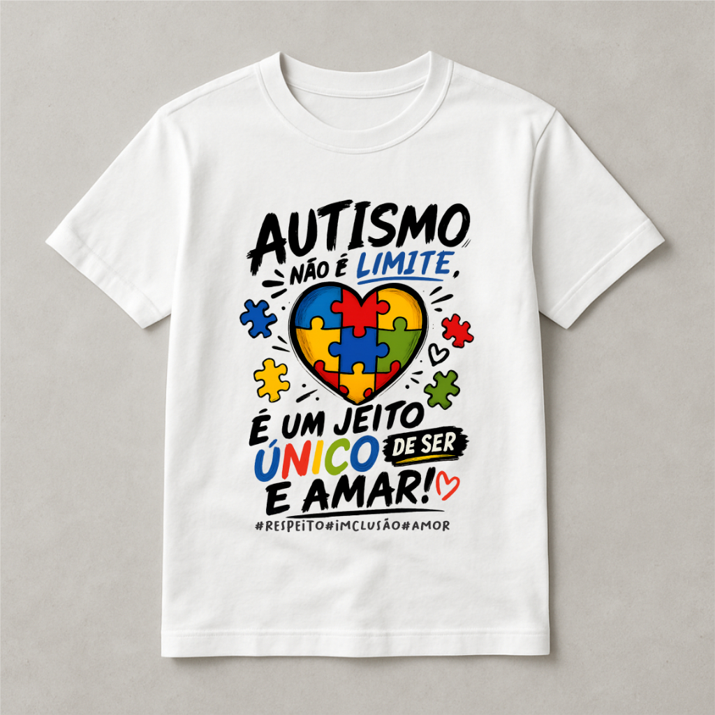 Camisa Personalizada Autismo Estampada Adulto Infantil Ótimo Acabamento E Durabilidade 100% Poliéster