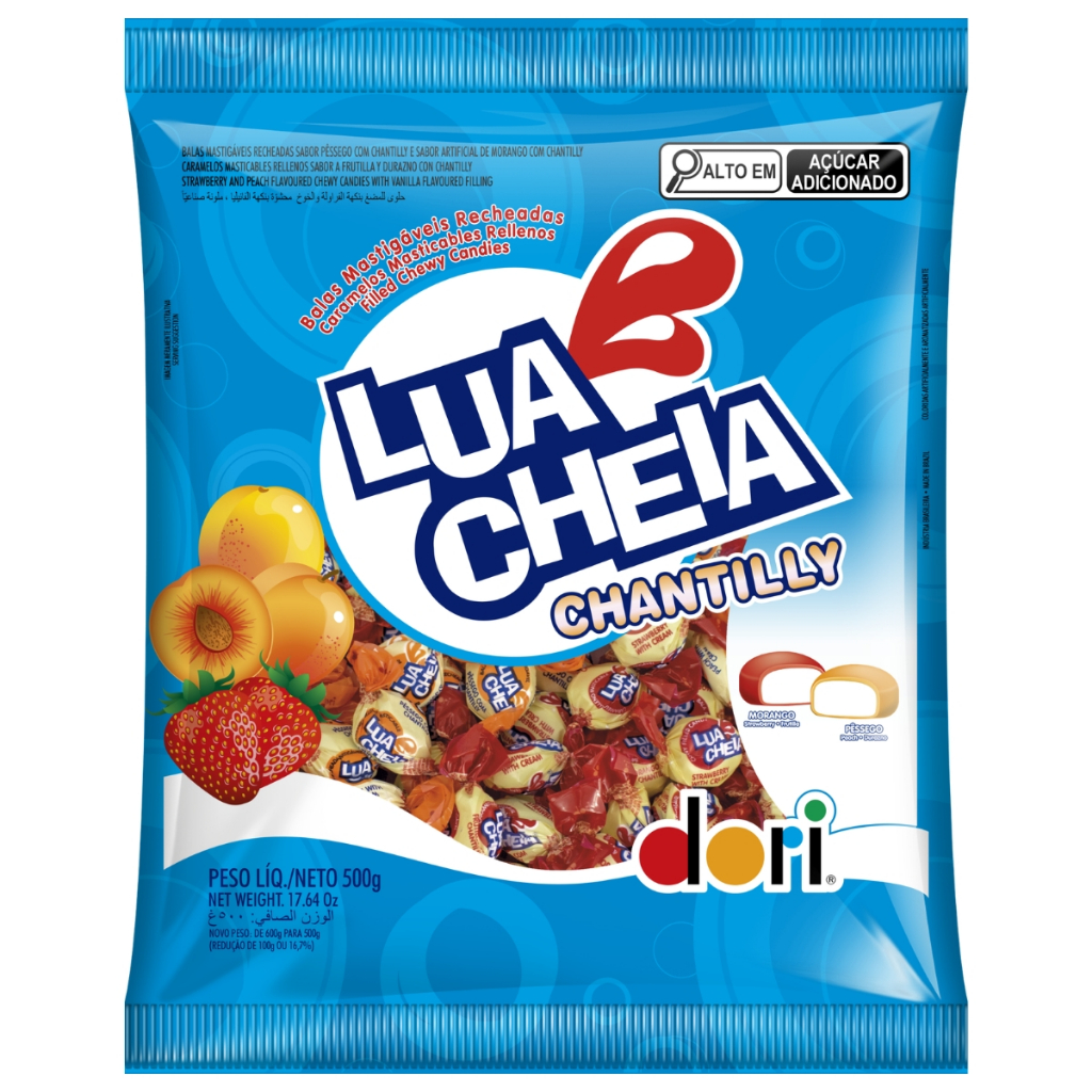 Balas Mastigáveis Recheadas Lua Cheia Chantily 500g Dori