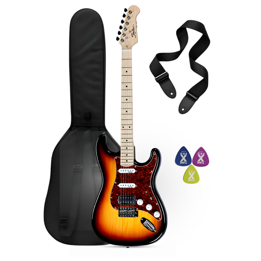 Imagem Kit Guitarra Stratocaster Shelter Madeira Maple Ssw Hss + Bag Correia Palheta