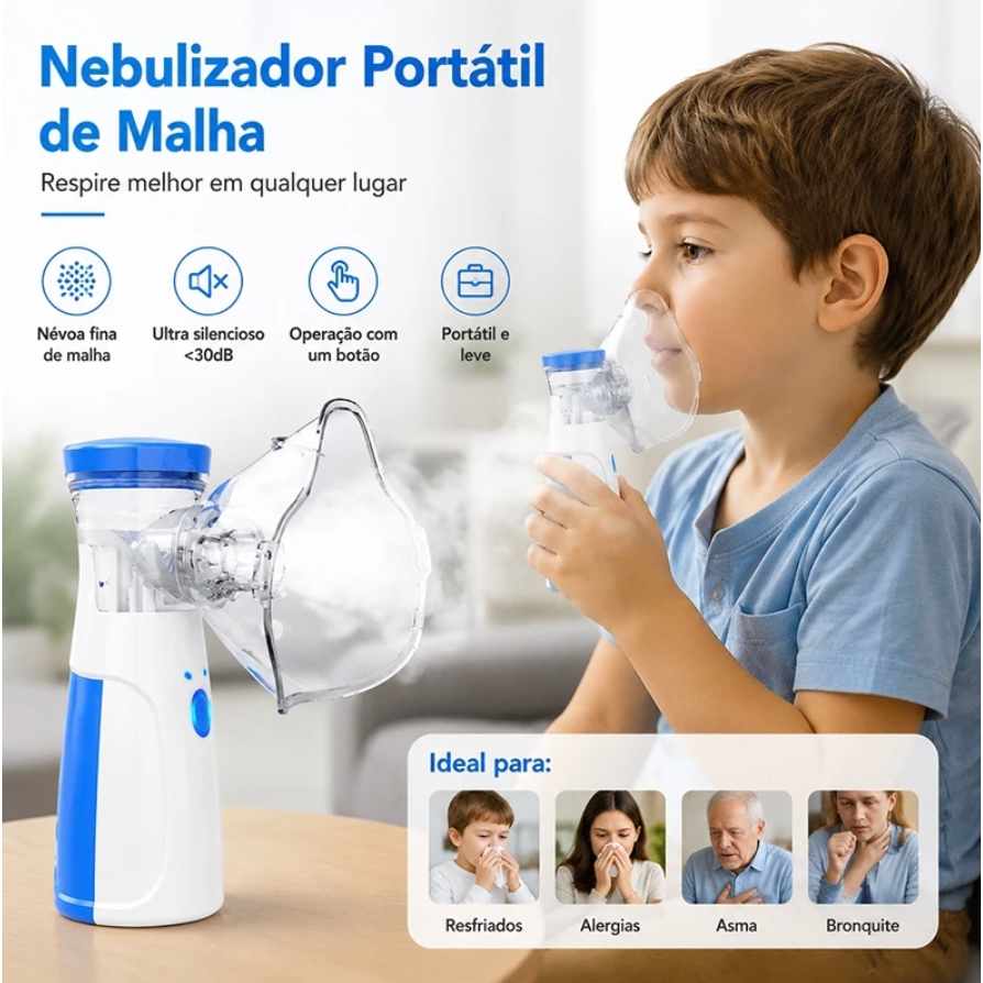 Nebulizador Inalador Ultrassônico Portátil Usb Bivolt Adulto E Infantil