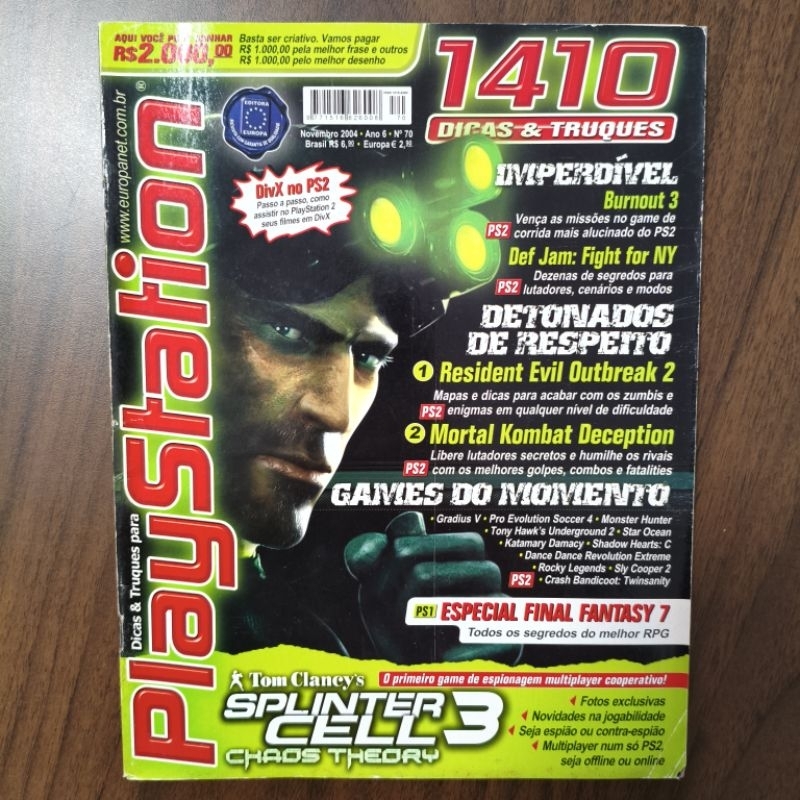 Revista Playstation Oficial N° 70 Novembro 2014 - Detonado Resident Evil Outbreak 2 e Mortal Kombat Deception