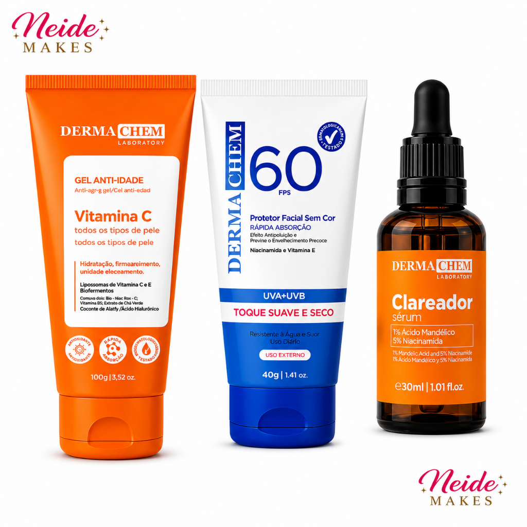 Kit Skin Care Vitamina C Anti-idade + Clareador  + Protetor fps 60 Dermachem