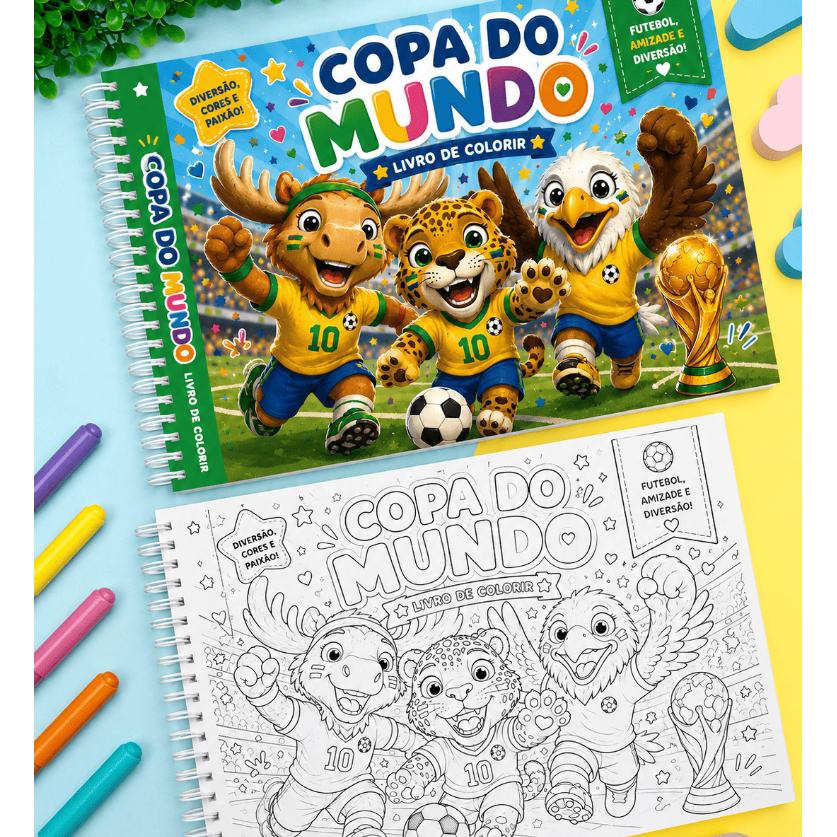 LIVRO DE COLORIR DA COPA DO MUNDO - LIVRO DE COLORIR PERSONALIZADO, COPA DO MUNDO 2026 - 50 PÁGINAS