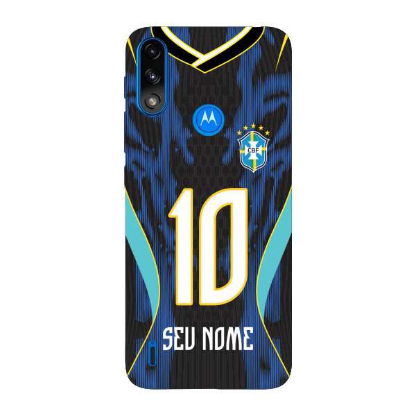 Capinha para Moto E7 Power Anti Impacto Personalizada - Copa Brasil Brazil Azul com nome e número