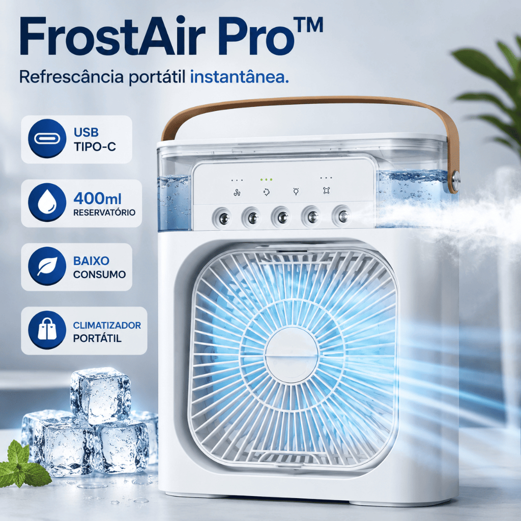 Climatizador Umidificador Portátil USB Ventilador Potente Mini Ar Condicionado