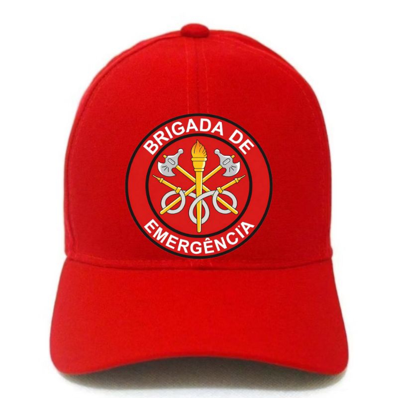Boné Vermelho Brigada de Emergência Brigadista Uniforme Ajustável