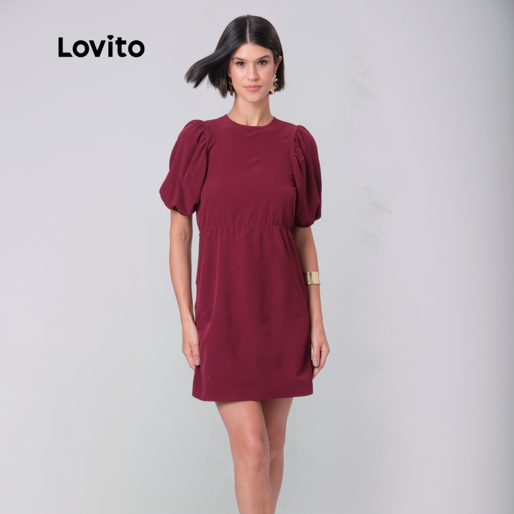 Lovito Vestido Curto com Manga Bufante DRB232BRL261