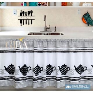Cortina Para Pia De Cozinha tamanhos de largura 1.40 e 2M - Casa e Decoração