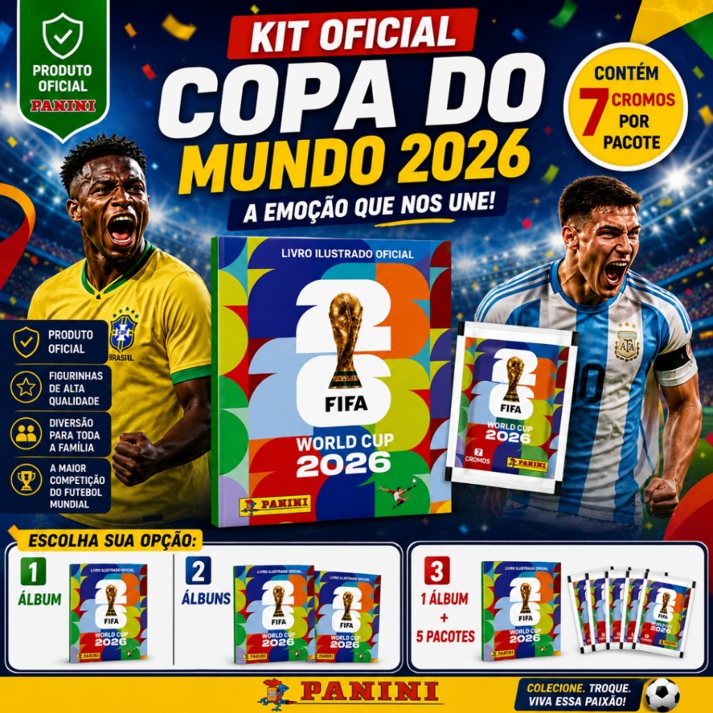 Álbum Copa Do Mundo 2026 Panini Oficial + Figurinhas Kit Coleção