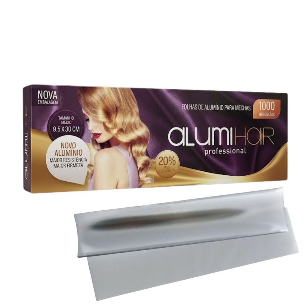 Papel Alumínio Mechas Laminado Medio- 9.5X30cm - C/ 1000 folhas - Alumihair