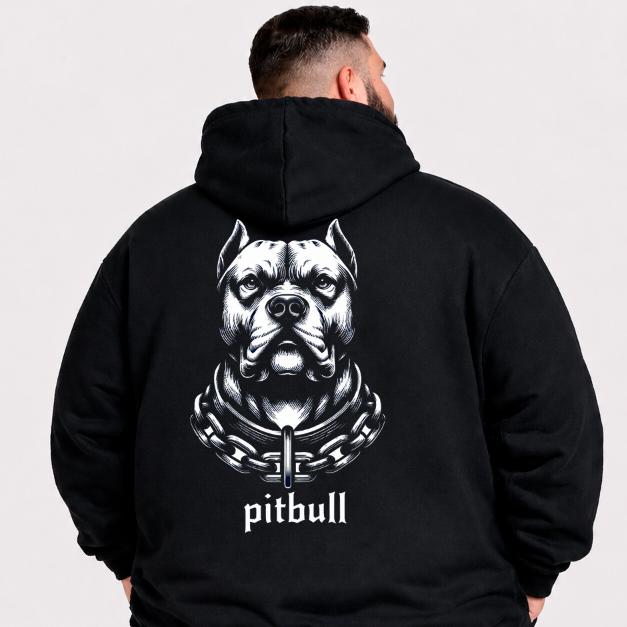 Moletom Canguru Com Capuz Plus Size Masculino Flanelado Estampa Pitbull