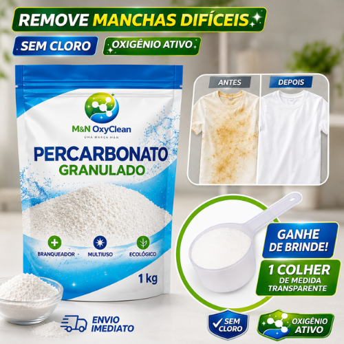 Percarbonato de Sódio 100% Puro Alvejante Sem Cloro Tira Manchas Clareador Roupa Branca e Colorida