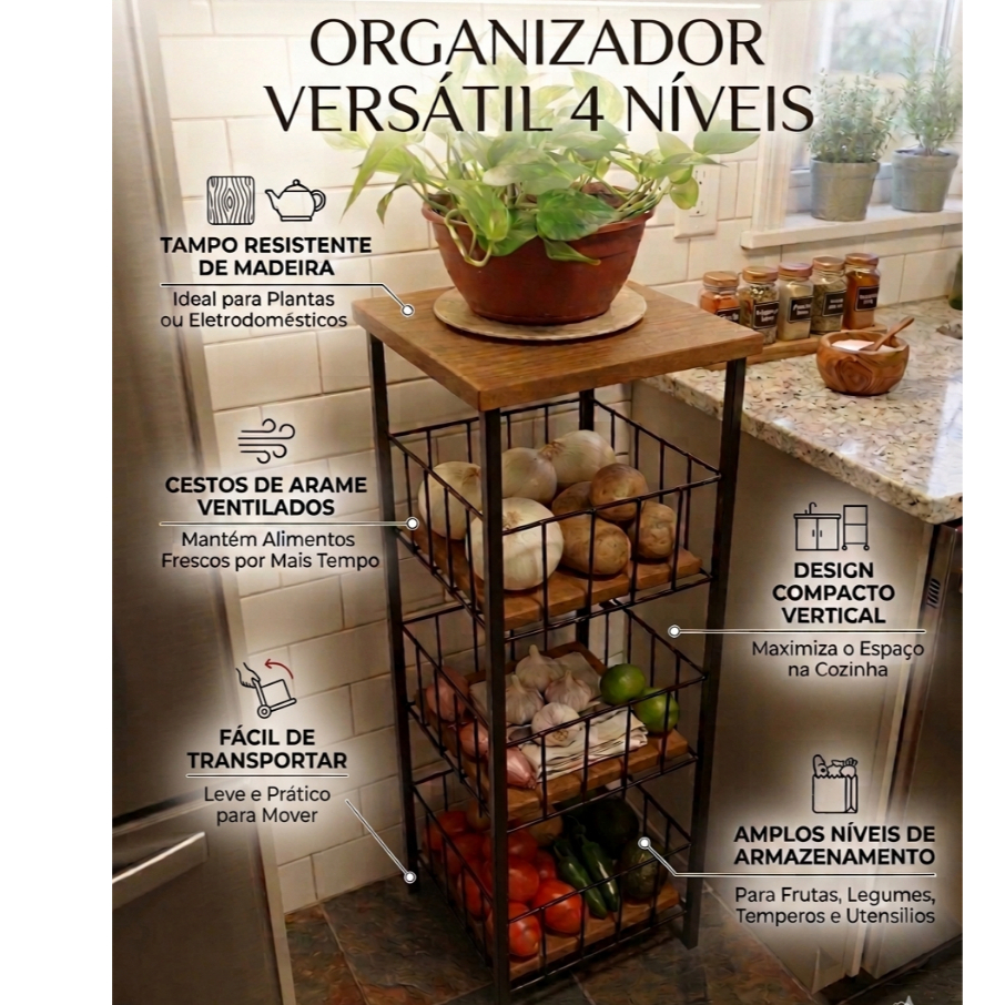 Fruteira Porta Filtro Rustica 3 andares Preço de FABRICA Fruteira com 3  Cesto  ENVIO IMEDIATO Portaoferta Relâmpago