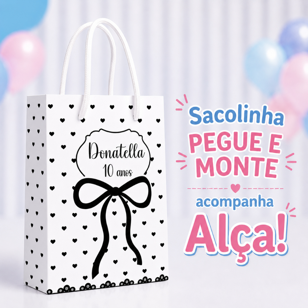 Sacolinha P Laços Lacinhos Pegue e Monte/Lembrancinha Laços Pretos/Lembrancinha de Festa/Aniversário