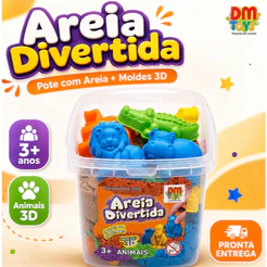 Areia Mágica Infantil com Moldes Animais 3D + Acessórios | Areia Divertida Sensorial Criança