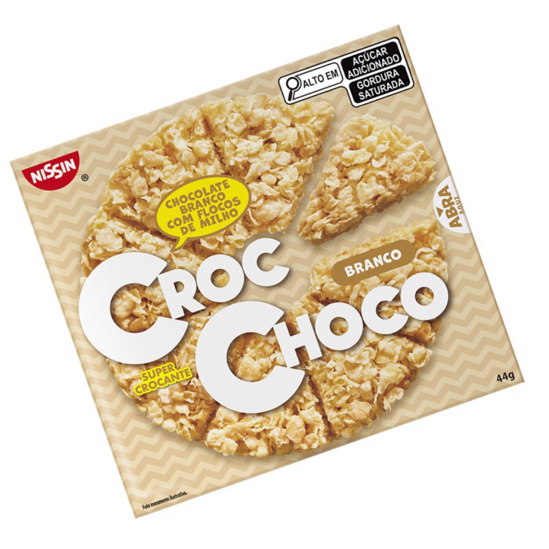 Croc Choco Branco Nissin 44g - Chocolate Branco com Flocos de Milho