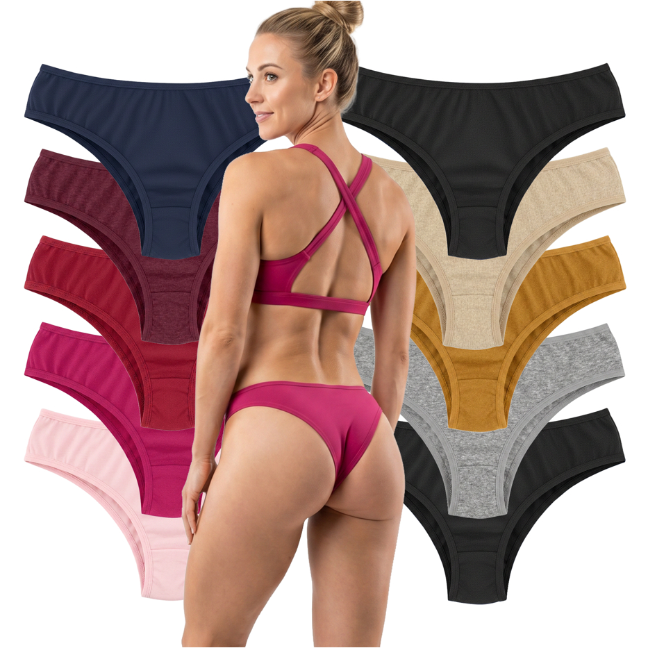 Kit 10 Calcinha Lisa Cotton Algodão Tanga Básica Feminina Conforto Confort