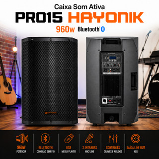 Caixa de Som Bluetooth Ativa PRO15 Hayonik 960w