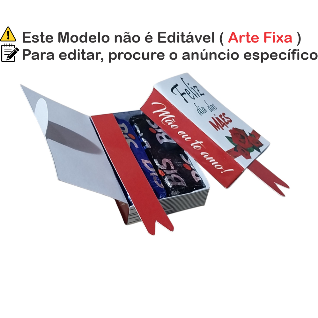 Lembrancinha Dia das Mães Porta Bis Mini Livro | Papel Fotográfico 180g Dia das mães rosa vermelha cod. dmarv
