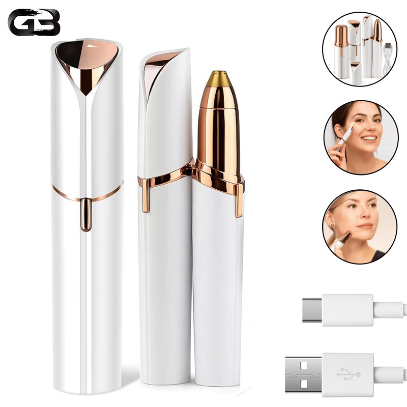 KIT Depiladora Caneta Aparadora De Sobrancelha Rosto Portátil Elétrico Recarregável XMD-02