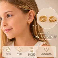 Brinco Infantil Juvenil Banhado a Ouro Delicado Luxo Hipoalergênico