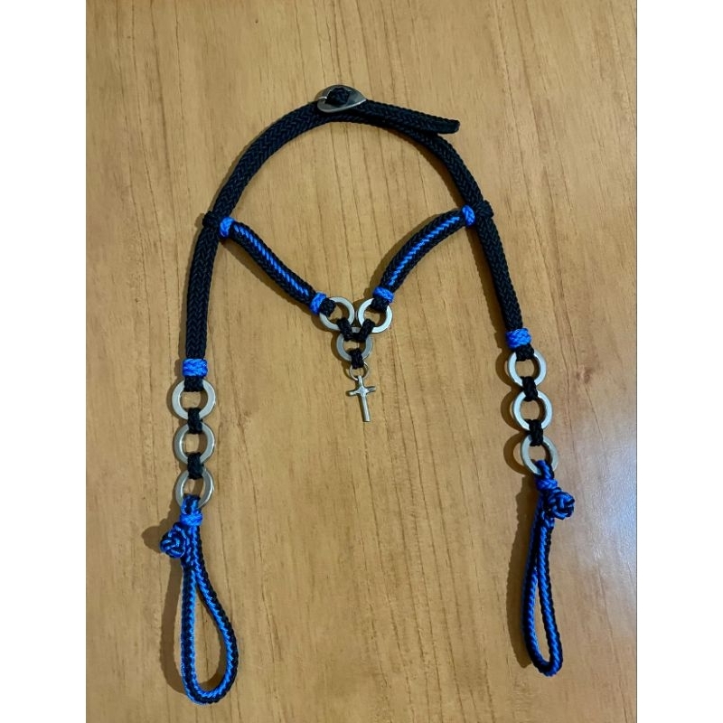 Cabeçada 3 Argolas Aço Inox De Corda Trançada P/ Cavalo — imagem 2 de 2