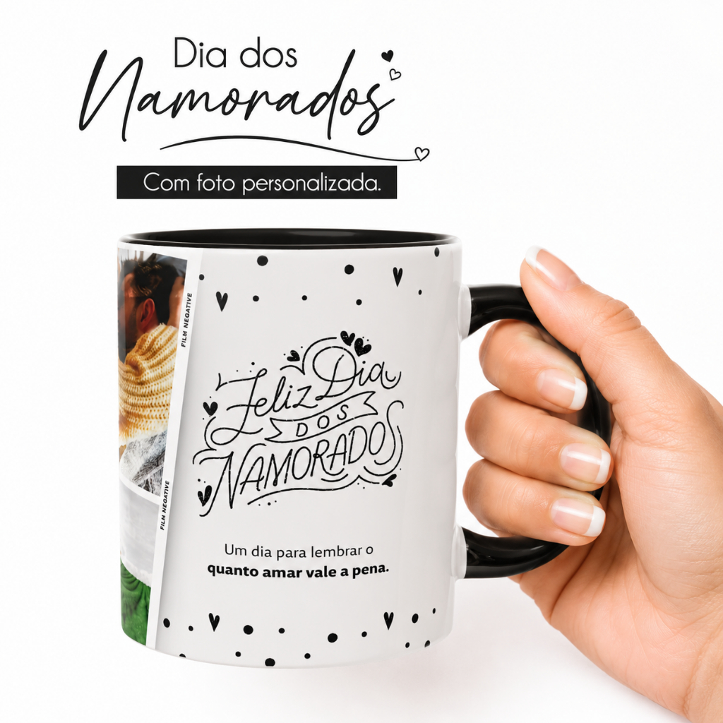 Caneca Dia dos Namorados Personalizada com Foto | Presente Criativo para Casal | Caneca com Foto