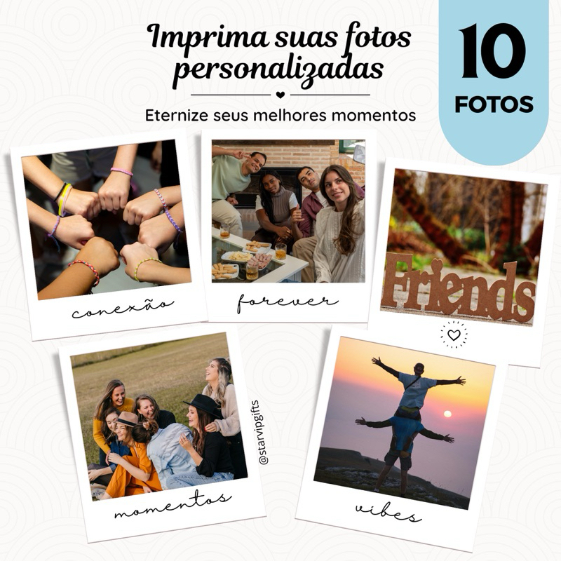 KIT COM 10 FOTOS MINI PERSONALIZADAS FULL HD - PRESENTE ENVIO RAPIDO