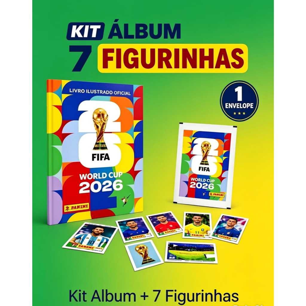 KIT ALBUM + 7 FIGURINHAS COPA DO MUNDO FIFA 2026