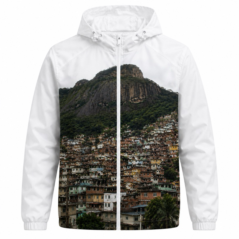 jaqueta corta vento impermeavel 100% tactel favela arte