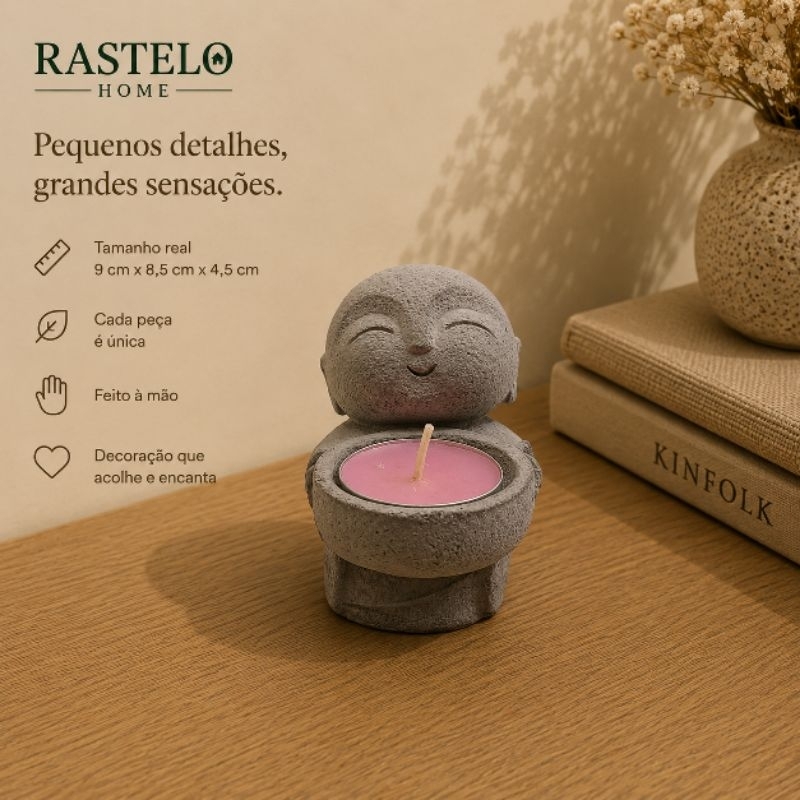 Imagem Porta Velas Buda Sorridente Decorativo Zen para Vela Rechaud
