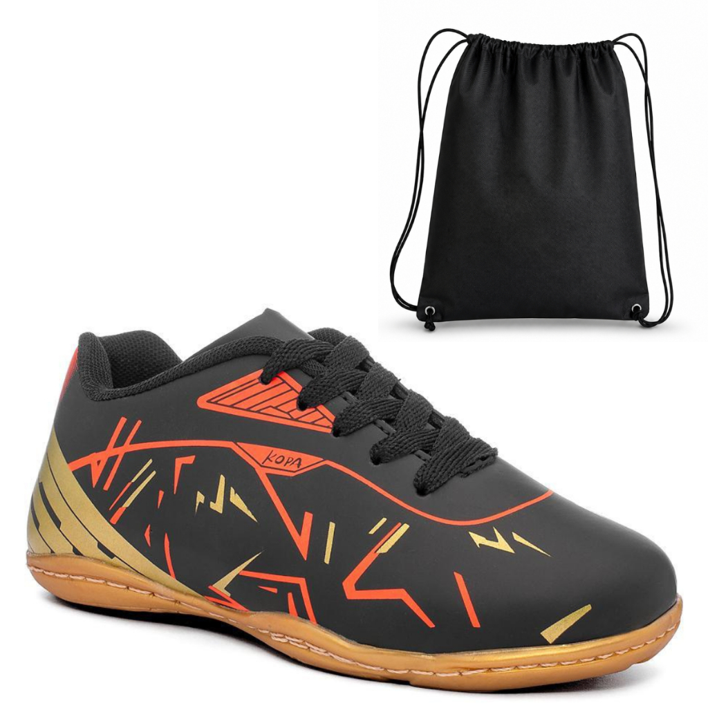 Kit Chuteira Masculino Infantil Quadra Salão Antiderrapante Confortável Resistente Mochila Acessível