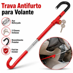 Trava Carneiro Antifurto Pedal E Volante De Aco Para Carro