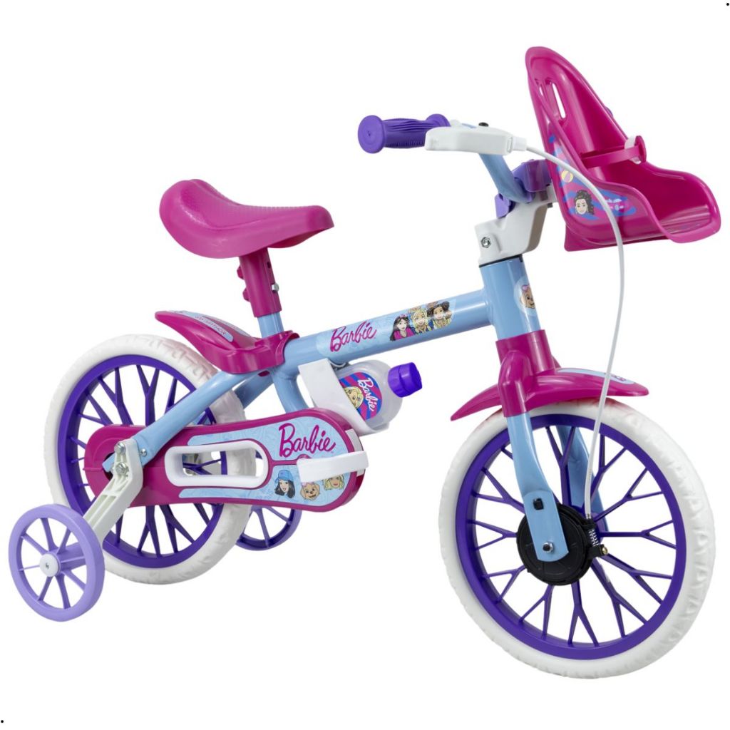 Bicicleta Barbie Infantil 3 anos Com rodinhas Nathor Aro 12